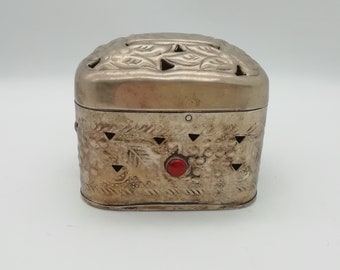 Ornate metal jewelry box