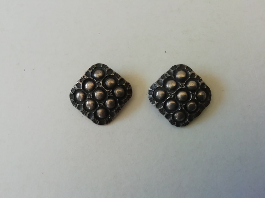 Boucles D'Oreilles Clips Vintage - Boules Verre Style Lapis Lazuli, Occasion Bon État