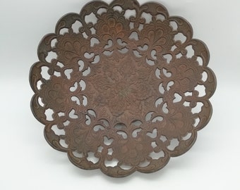 Old fruit bowl in ornate metal