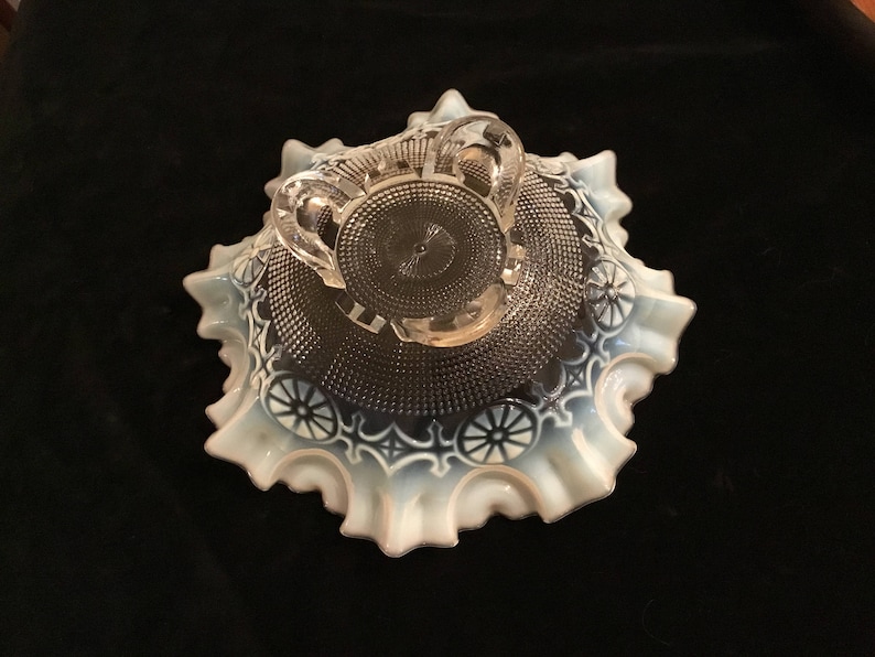 Opalescent Blue Glass Bowl or Dish