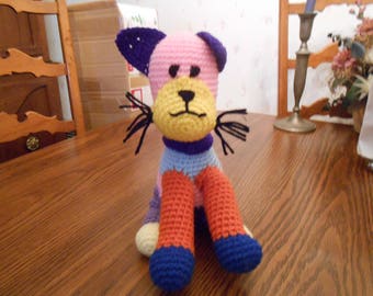 New HANDMADE Crocheted Patchwork Cat