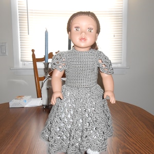 New HANDMADE Crocheted Khaki Princess Dress with Off-White Underskirt for 18&quot; Dolls (including American Girl Dolls)