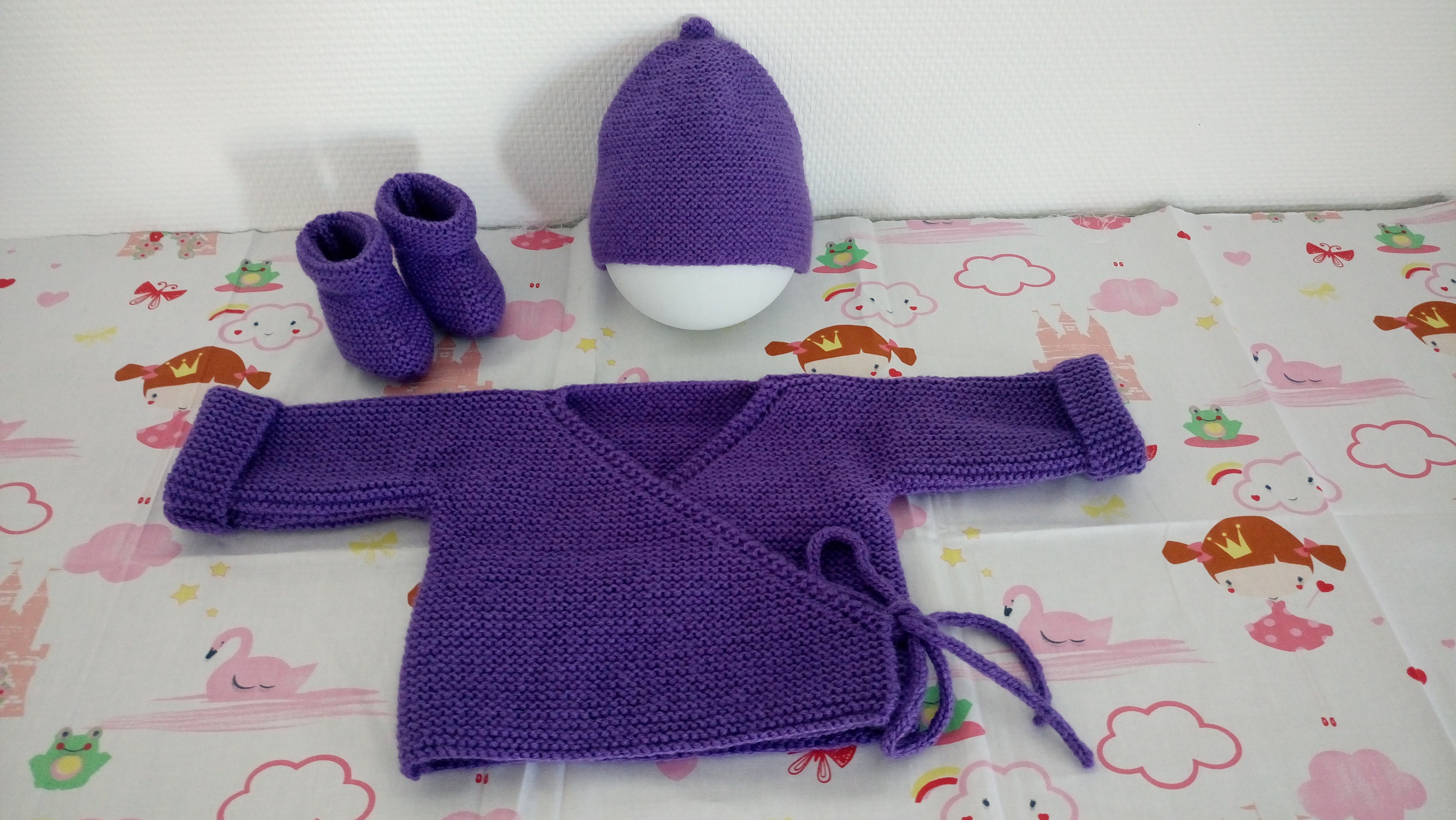 Set 3 Pieces Brasser Slippers Cap Layette Baby Girl Or Boy Etsy