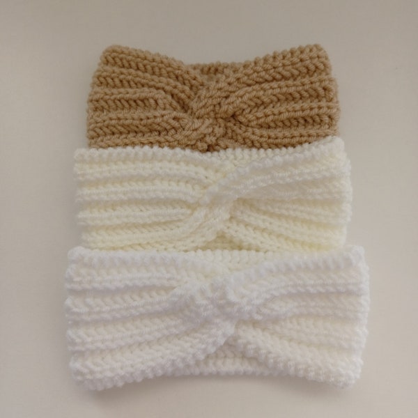 Bandeau layette bébé fille laine taille unique coloris au choix