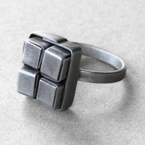 four cube ring in sterling silver