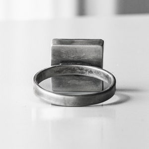 Square Textured Stud Dot Ring Handmade in Sterling Silver - Etsy