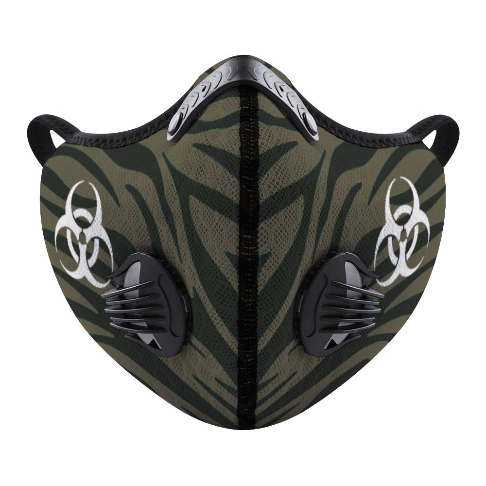 Army Green Tiger Black Biohazard Face Mouth Mask Outdoor Mask Etsy Army Green Tiger Black Biohazard Face Mouth Mask Outdoor Mask Etsy