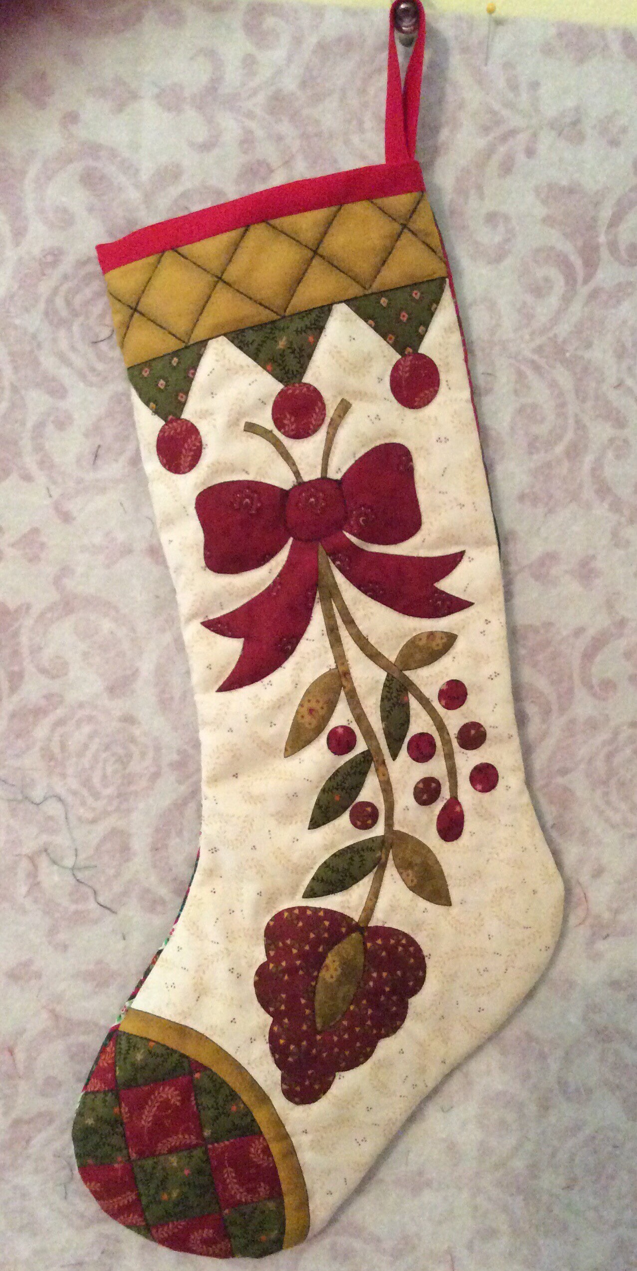 Quilted Christmas Flower Stocking Etsy