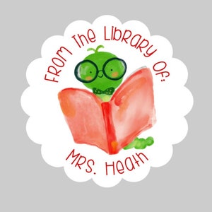 This Book Belong To Stickers - Personalized From the Library of Labels - Classroom, Teacher, Librarian, Book Club, Student - Bookworm