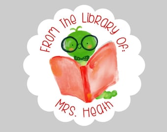 This Book Belong To Stickers - Personalized From the Library of Labels - Classroom, Teacher, Librarian, Book Club, Student - Bookworm