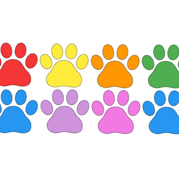 Decals | Paw Print Vinyl Decals | Up to 8" Wide | Dog or Cat Paw Print Stickers | Classroom Theme School Mascot Stickers | Car Decal