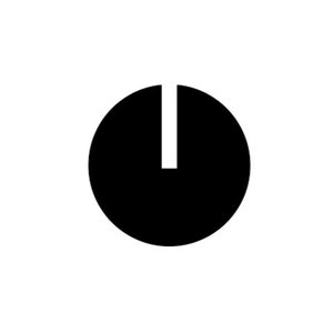 May include: Black and white icon of a circle with a vertical line through it, representing a power button.