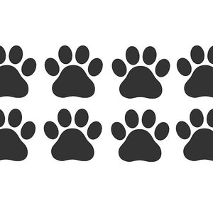 Paw Print Vinyl Decals Pack of 8 | Dog or Cat Paw Print Stickers | Permanent Decals for Pet's Treat Jar, Mailbox, Window, Door, Pet Rescue