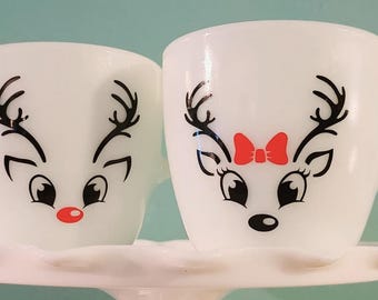 Reindeer Face Decals - Santa's Reindeer Vinyl Stickers for Christmas Crafts, Ornaments, Mugs, Glasses - DIY Projects