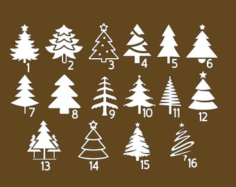 Christmas Tree Decals - Winter Evergreen Tree Vinyl Stickers - Christmas Crafts, Ornaments, Party Decorations, DIY Projects