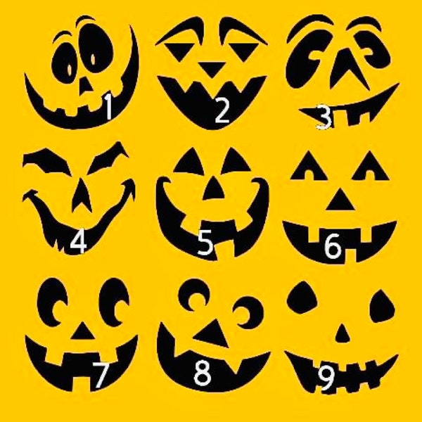 Decals | Pumpkin Face Halloween Vinyl Decals | Halloween Jack O Lantern Faces | Halloween Stickers | DIY Fall Crafts | Trick or Treat