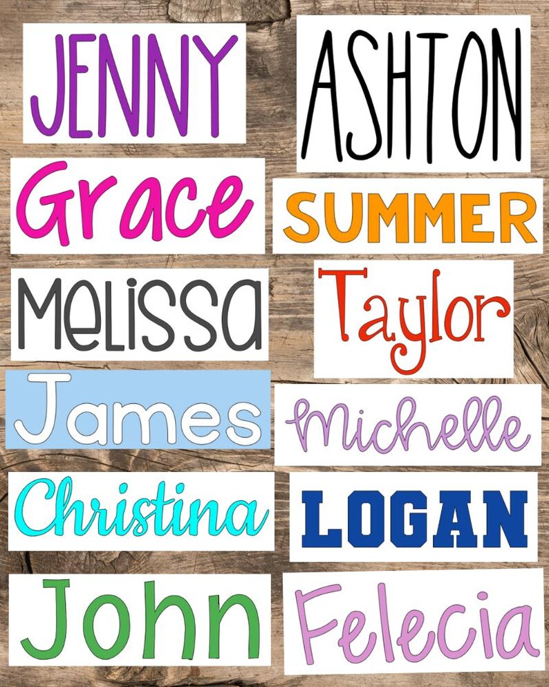 Personalized Name Vinyl Decals Custom Labels Word Stickers Permanent