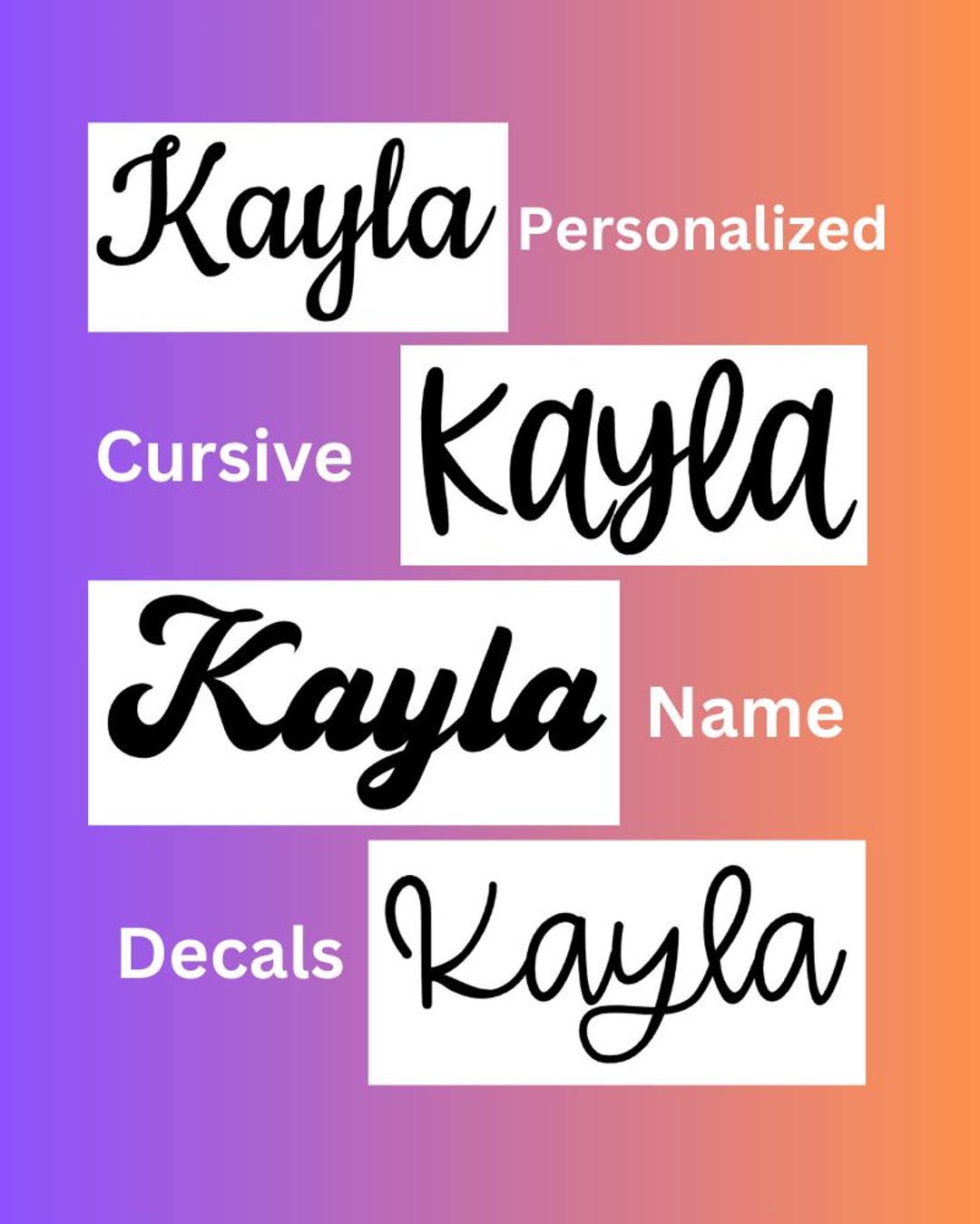 Cursive Name Decals-personalized Vinyl Stickers-script Words for ...