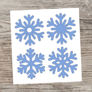 Decals | Set of 4 Snowflake Shape Decals | Whimsical Snowflake Decals | Christmas Stickers | Winter DIY Craft | Laptop, Car, Vinyl Decals