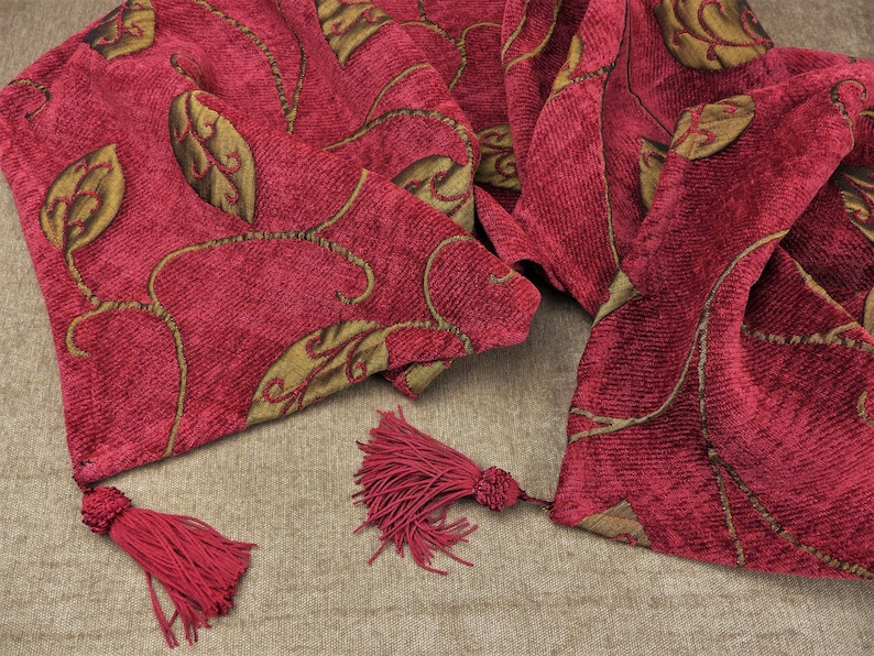 Vintage French Velvet & Satin Table Runner image 1