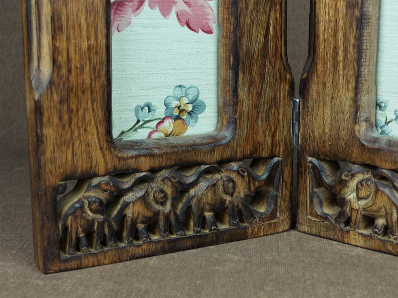 Vintage Hand-Carved Wooden Folding Photo Frame image 6