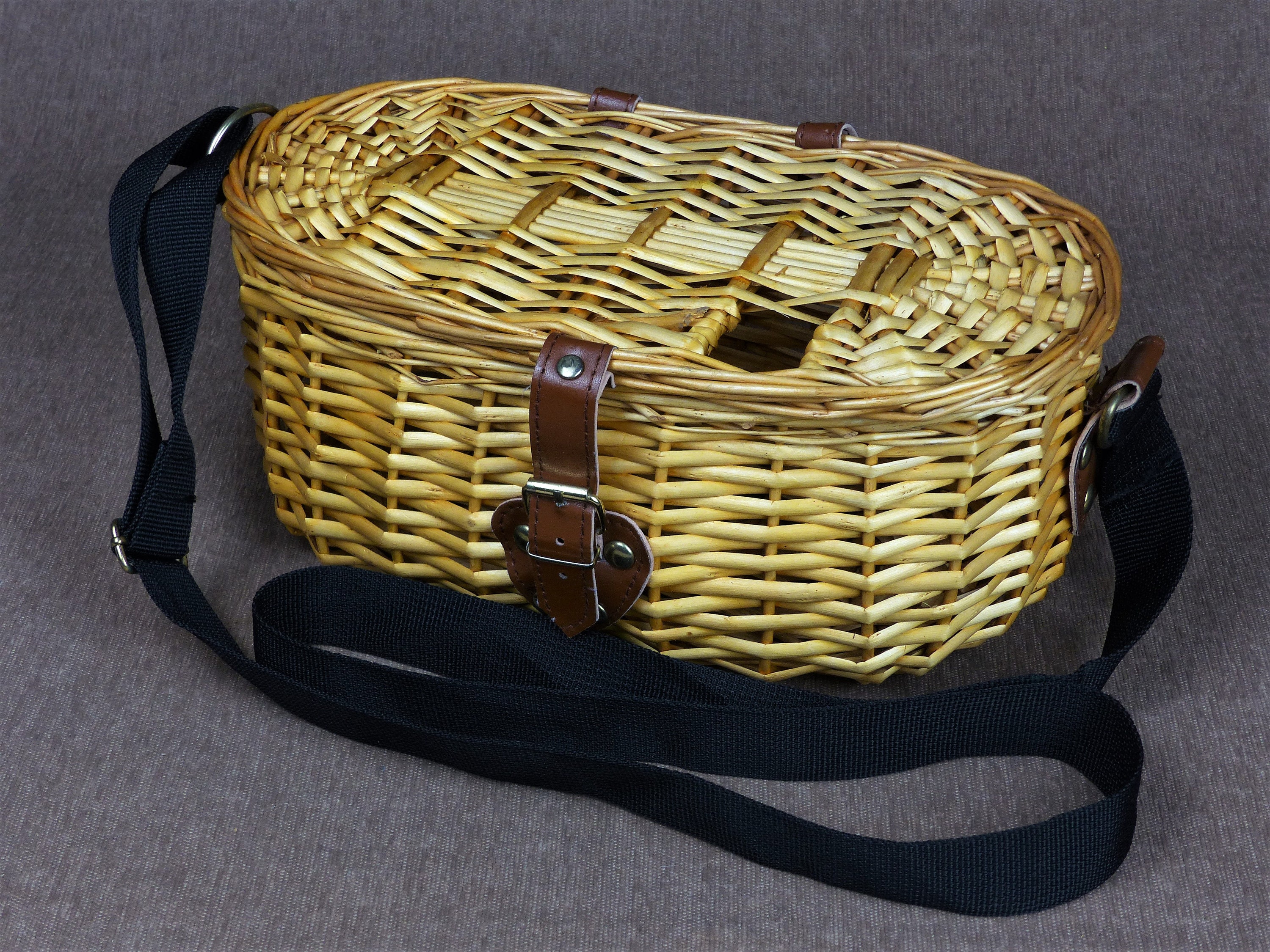 French Wicker Fishing Creel Basket