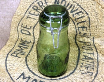 Vintage French "DURFOR" Green Glass Canning Jar