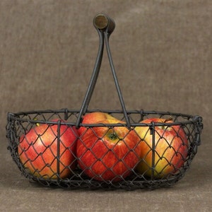 Small Rustic French Wire Gathering Basket image 3