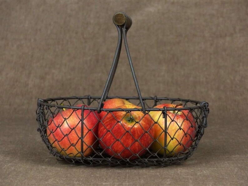 Small Rustic French Wire Gathering Basket image 3