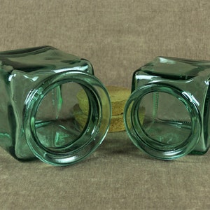 Pair of Vintage Farmhouse Green Glass Canisters image 4