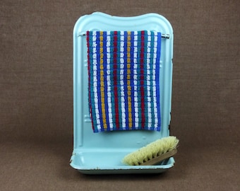 Vintage French Enamelware Utensil Rack, Towel Holder