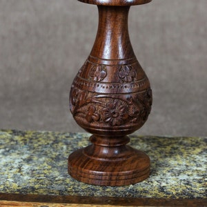 Vintage Hand Carved Wood Candlestick image 4