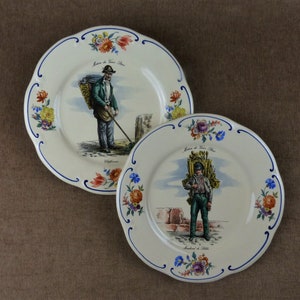 Pair of Vintage French Ceramic Plates - &quot;Métiers de Vieux Paris&quot;
