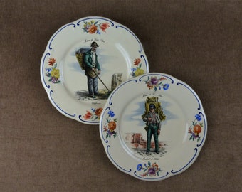 Pair of Vintage French Ceramic Plates - "Métiers de Vieux Paris"