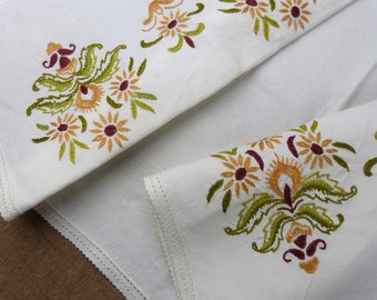 Small Vintage French Hand Embroidered Tablecloth