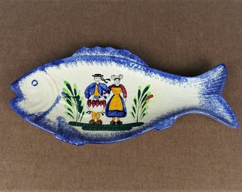 Vintage French QUIMPER Pottery Fish Platter