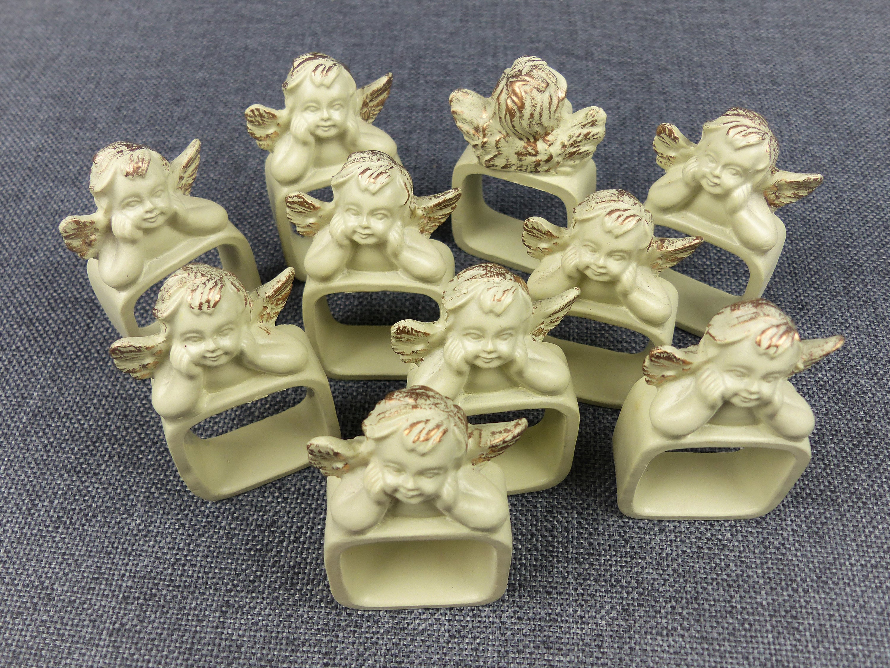 Français Vintage Cherub Napkin Rings - Set de 10