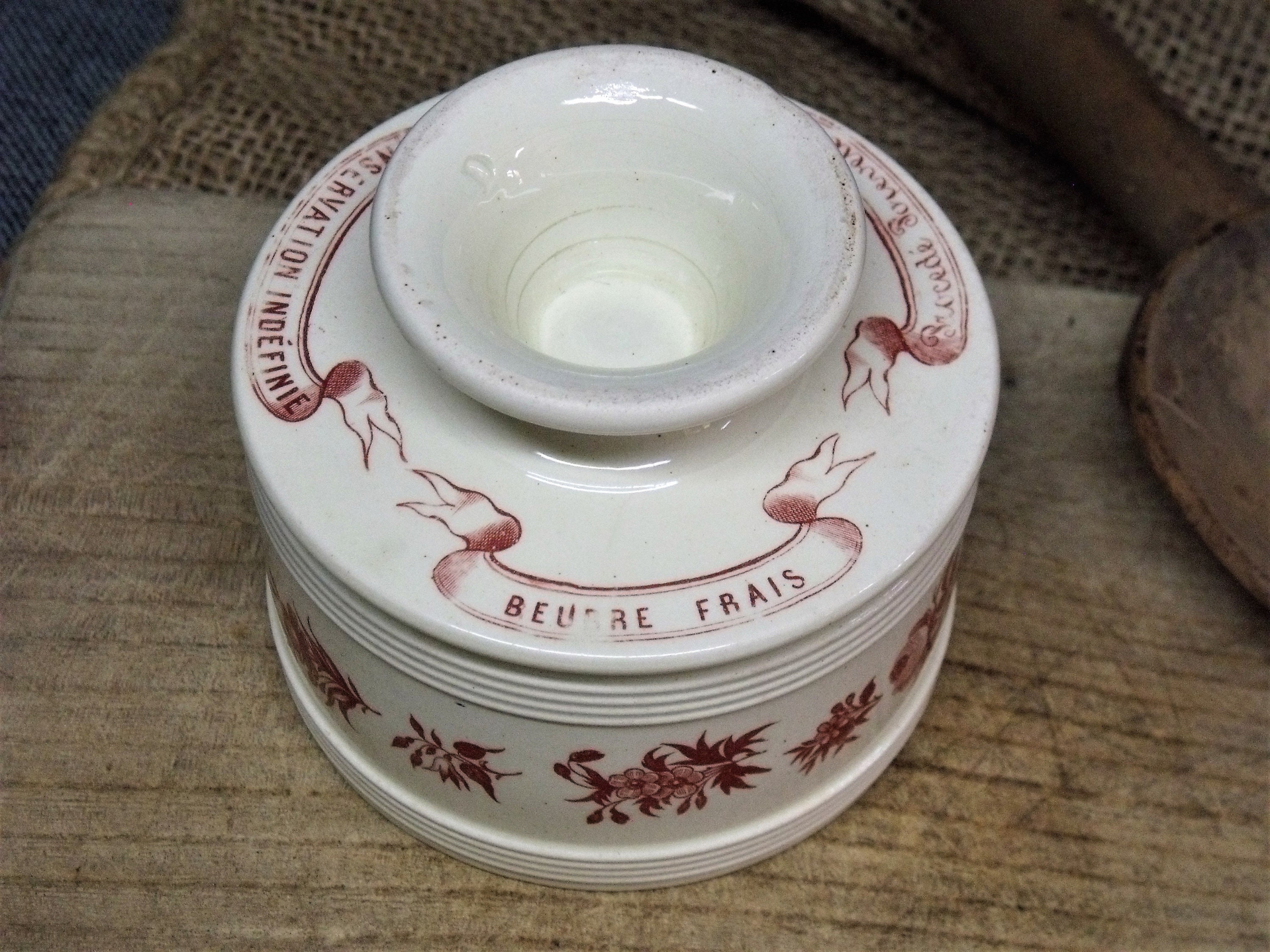 Antique French Ceramic Butter Crock