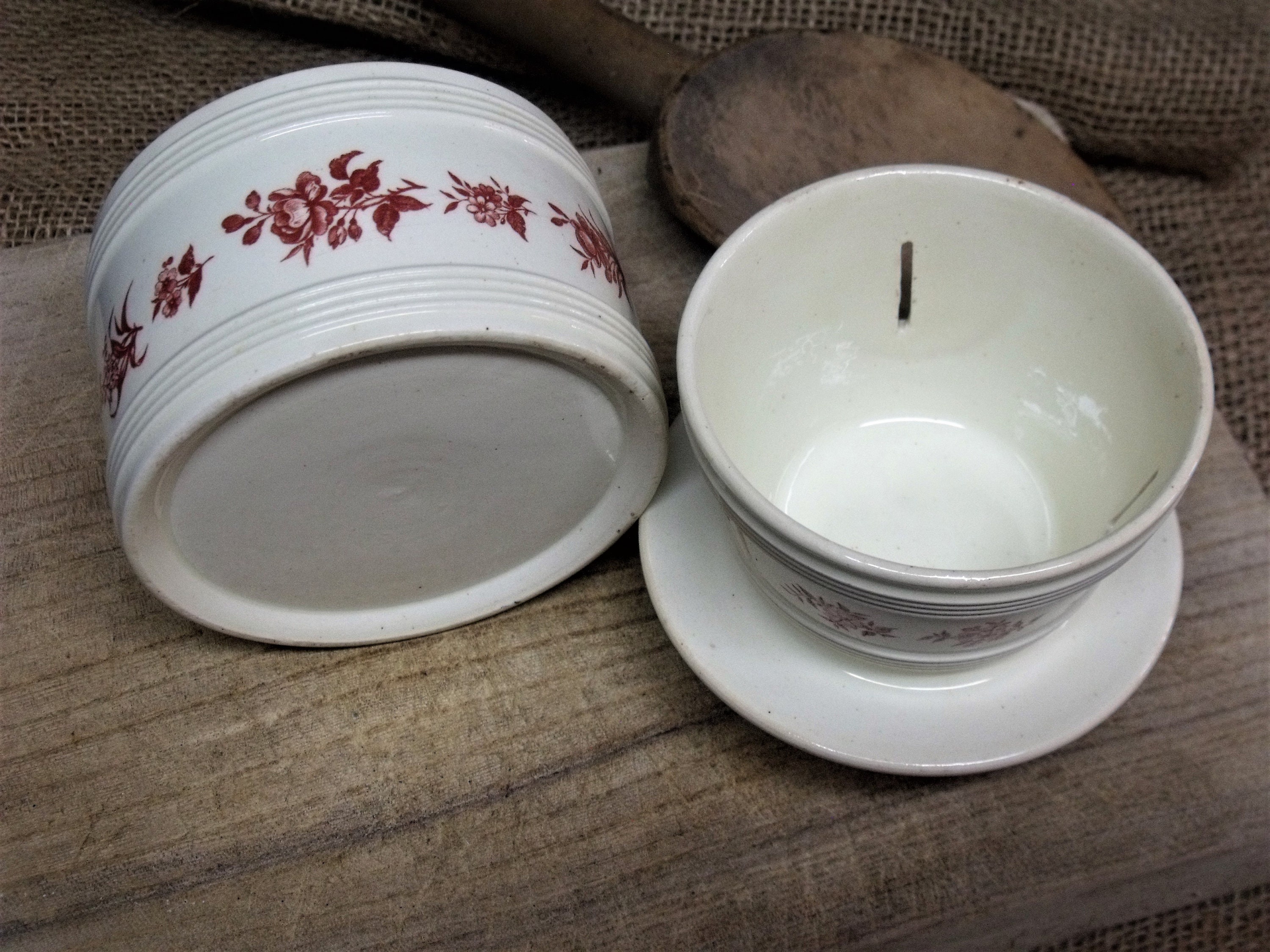 Rucoreon French Butter Crock With Lid - 8.45oz Ceramic Keeper For Soft, Spreadable Butter