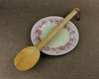 LARGE Antique French Wooden Spoon