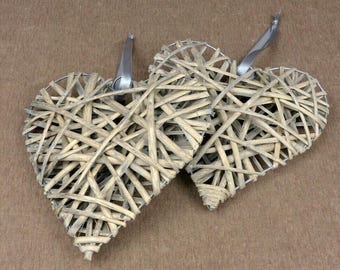 Pair of French Wicker Hanging Hearts