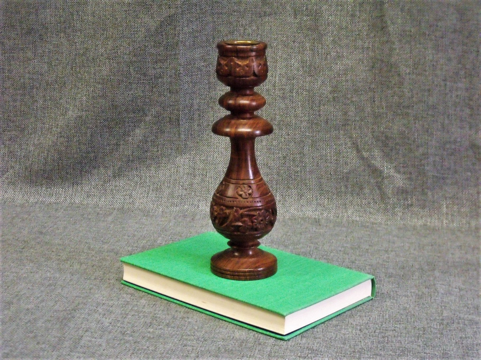 Vintage Hand Carved Wood Candlestick