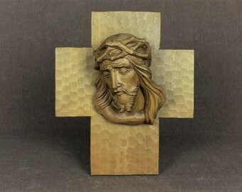 Vintage HOLY LAND Hand Carved JESUS Wall Hanging