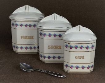 Antique French ART DECO Kitchen Canister Set