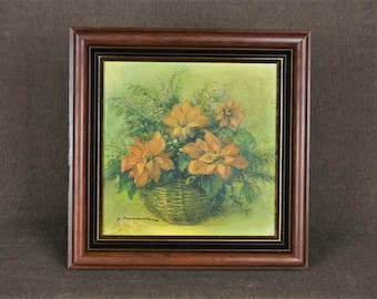 Vintage French Original FLORAL Oil Painting - "Nature Morte Aux Fleurs"