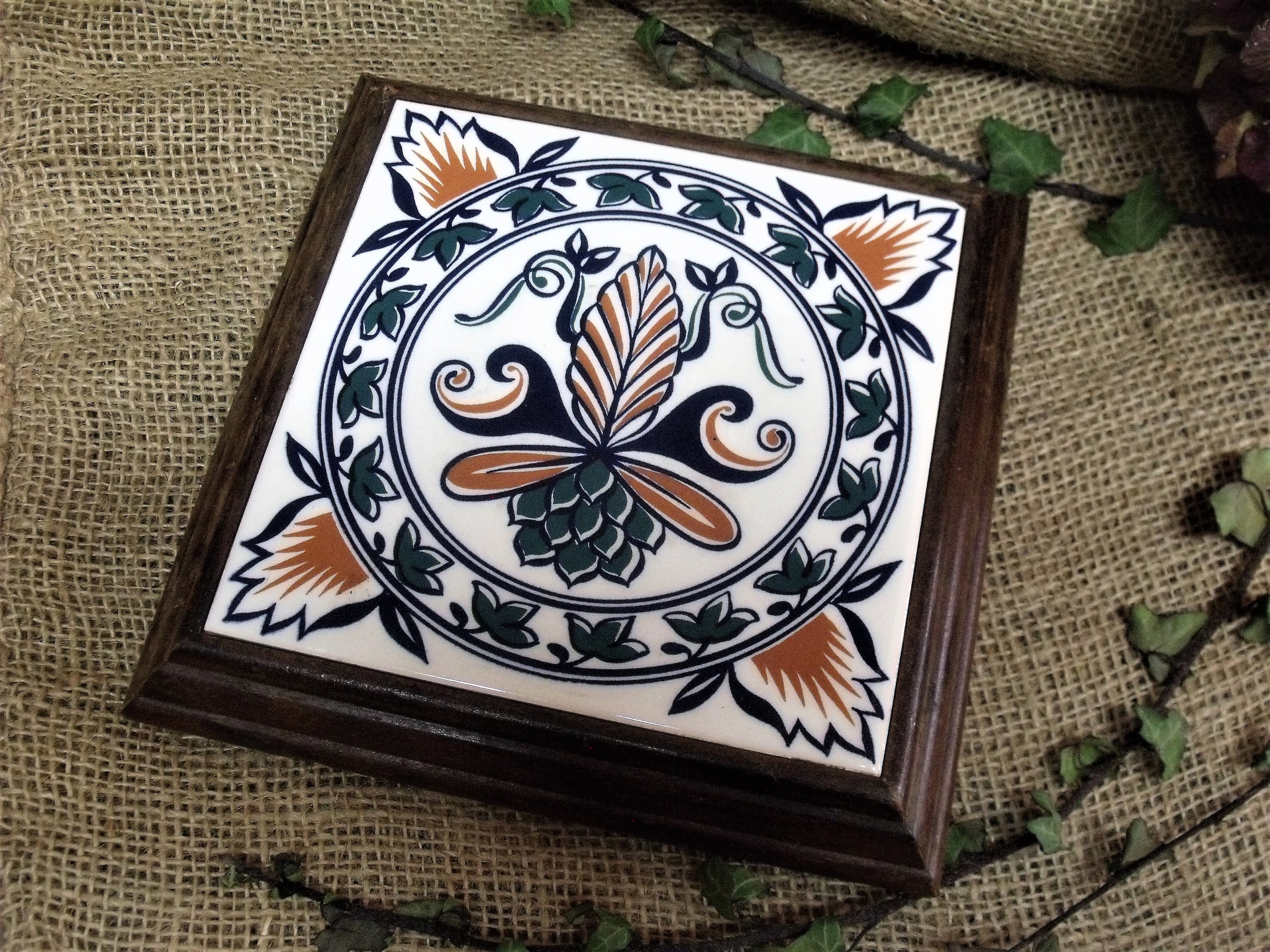 Vintage French Ceramic Tile Trivet