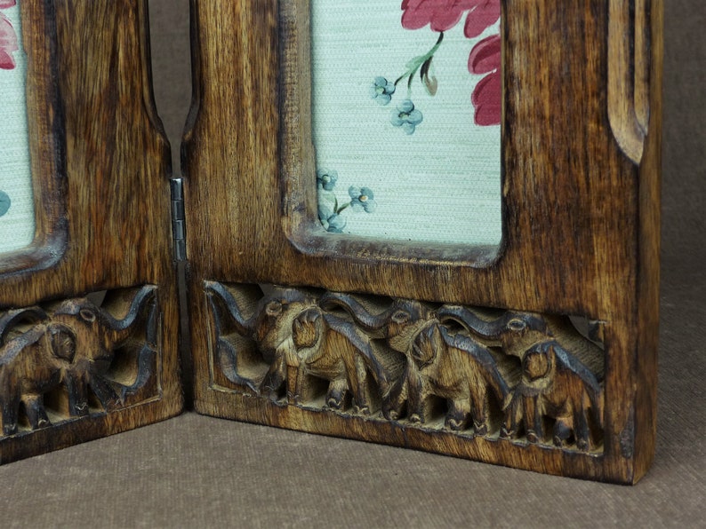 Vintage Hand-Carved Wooden Folding Photo Frame image 7