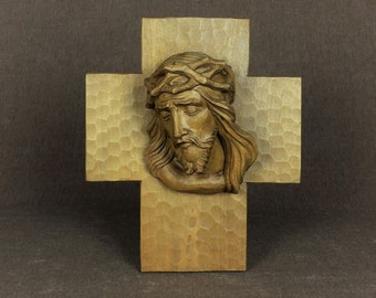 Vintage HOLY LAND Hand Carved JESUS Wall Hanging