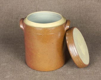 Rustic French Stoneware Crock with Lid