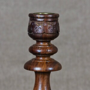 Vintage Hand Carved Wood Candlestick image 5